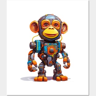 Cartoon monkey robots. T-Shirt, Sticker. Posters and Art